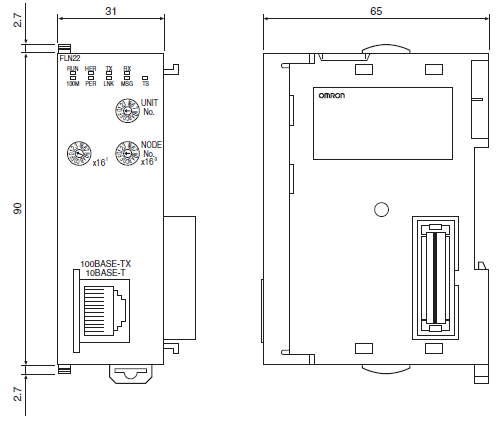 CJ1W-FLN22 치수 1 CJ1W-FLN22_Dim