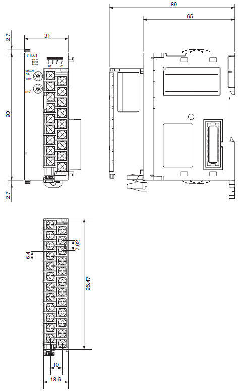 CJ1W-PTS 치수 1 CJ1W-PTS15_Dim