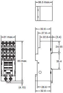 PYF[][]S / P2RF-[][]-S Dimensions 3