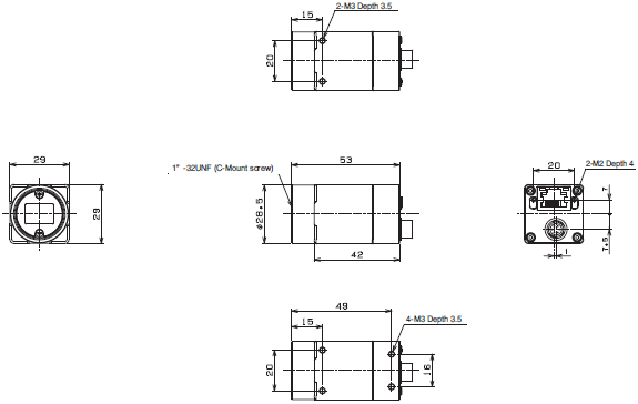 FJ Series (Camera and Software Vision Package) Dimensions 2 