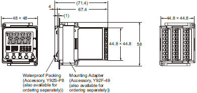 E5CC, E5CC-B, E5CC-U Dimensions 3