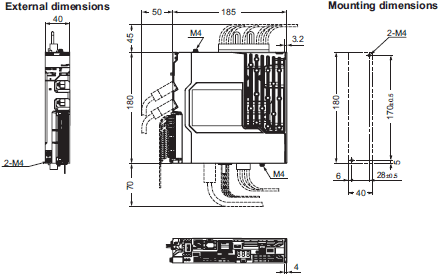 R88M-1 [] / R88D-1SN []-ECT 치수 2 