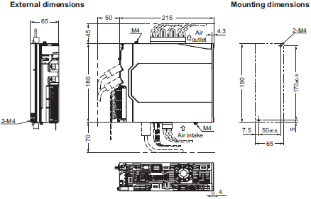 R88M-1 [] / R88D-1SN []-ECT 치수 4 