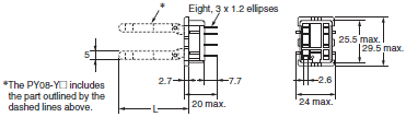 P2RF, P2R, P7TF, PYF, PY, PTF, PYD, PT, P7LF, PF, P2CF, PFA, P3G / P3GA, PL 치수 43 