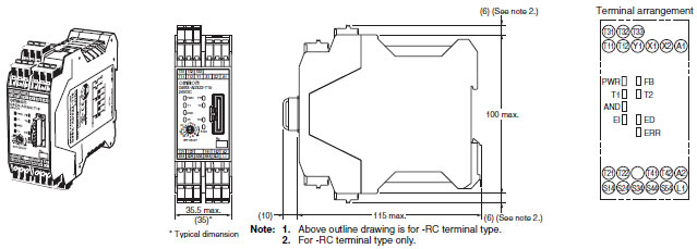 G9SX-AD[] / BC / EX Dimensions 1 