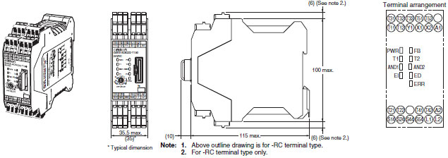 G9SX-AD[] / BC / EX Dimensions 2 