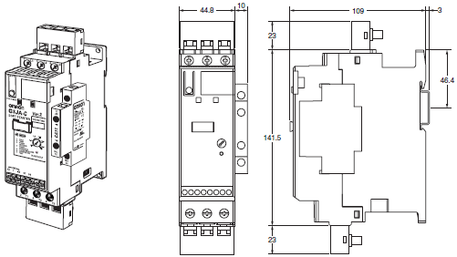 Auxiliary Contact Block and Round Terminal Block Adapter_Dim