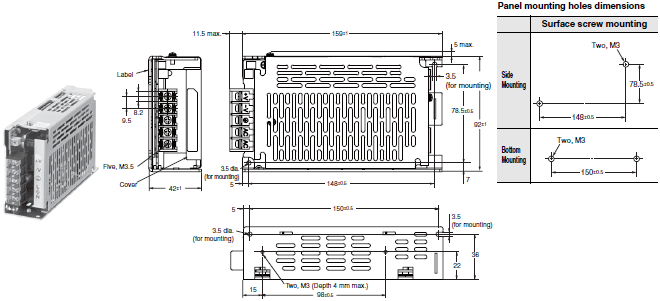 S8JX-P100[][] (100 W)_Dim