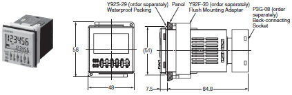 H7CZ-L8/-L8D1 (Adapter and Waterproof Packing Ordered Separately)_Dim