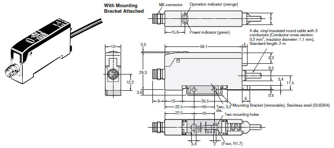 Sensor Omron E2J-W10MA