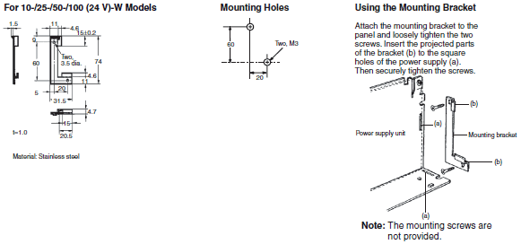 For 10-/25-/50-/100 (24 V)-W Models_Dim