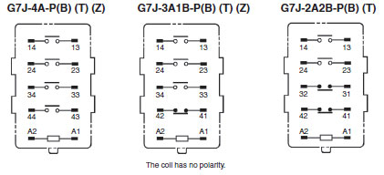 G7J-4A-P(B) (T) (Z) /G7J-3A1B-P(B) (T) (Z) /G7J-2A2B-P(B) (T)_Terminal Arrangement