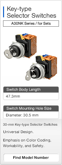 Key-type Selector Switches A30NK Series / Fully Assembled Sets
