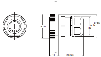 Omron A22NE-P SMD Not-Aus-Schalter, 12V ac/dc, 2 Öffner