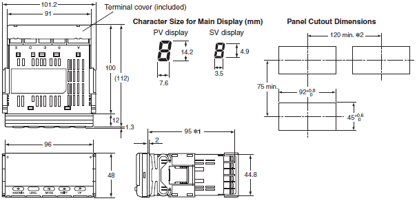 K3HB-H Dimensions 1 