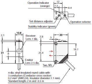 E3Z-LT / LR / LL Dimensions 8 