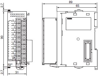 CJ1W-ID / IA CJ-series Input Units/Dimensions | OMRON Industrial 