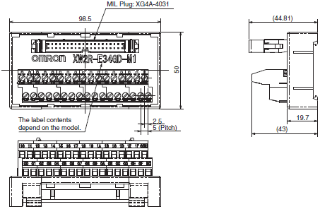 XW2R(PLC) 치수 44