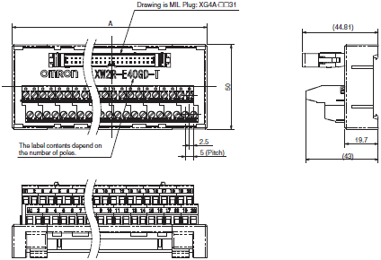 XW2R-P34G-C4 Bornier 34 pts rail DIN pour carte de sortie 32 point, co