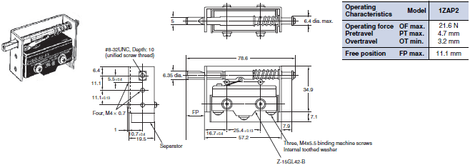 1ZAP2 / 1VAP2 Dimensions 1 