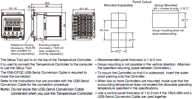 E5CC-T Dimensions 2 