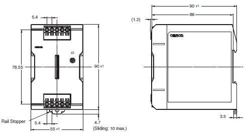 S8VK-S S8VK-S (30/60/120/240/480-W Models)/Dimensions | OMRON