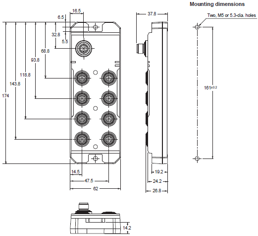 NXR-[]D166C-IL2 Dimensions 1 