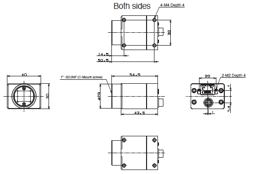 STC Series (GigE Vision Small CMOS Camera) Dimensions 2 