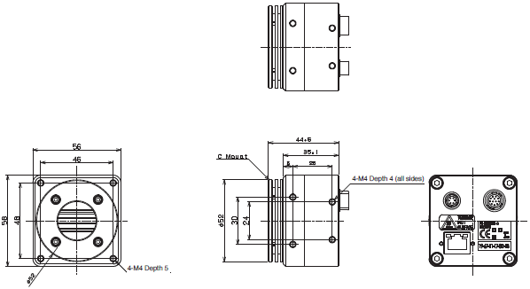 FS Series (GigE Vision CMOS Line Sensor Camera) Dimensions 1 