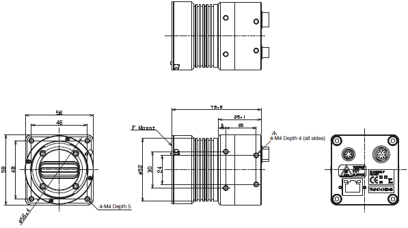 FS Series (GigE Vision CMOS Line Sensor Camera) Dimensions 2 