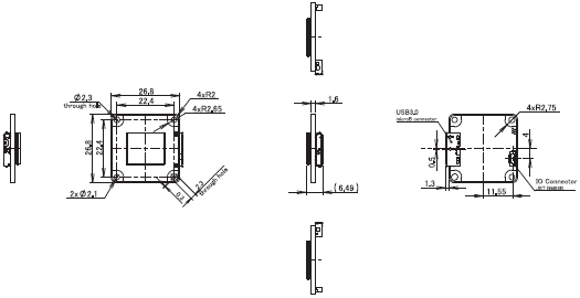 STC Series (USB3.0 Small Board Camera) Dimensions 1 