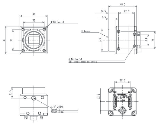 STC Series (Camera Link CMOS) Dimensions 1 