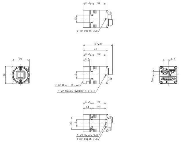 STC Series (Camera Link CMOS) Dimensions 2 