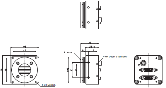 FS Series (Camera Link Line Scanning Camera) Dimensions 1 