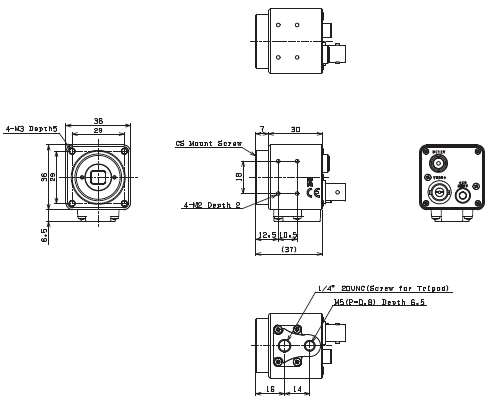 STC Series (TV Format Color Camera) Dimensions 1 