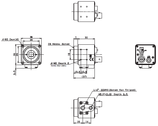 STC Series (TV Format Color Camera) Dimensions 2 