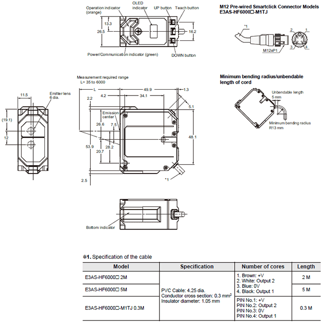 E3AS-HF Series Dimensions 3 