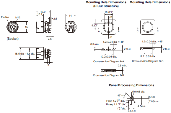XS5[]-T Dimensions 15 