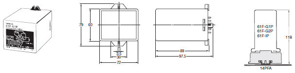 61F-G[]P Dimensions 1 