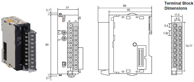 Dimensi CJ1W-AD / DA / MAD 1