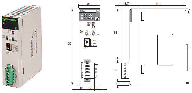 CS1W-DRM21-V1 CS-series DeviceNet Unit/Dimensions | OMRON