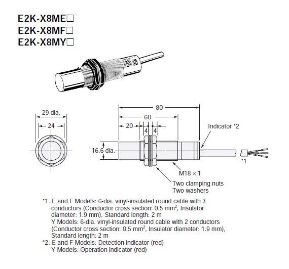 Details about   OMRON E2K-X8MY1 Proximity Sensor,Capacitive,18mm,NO 