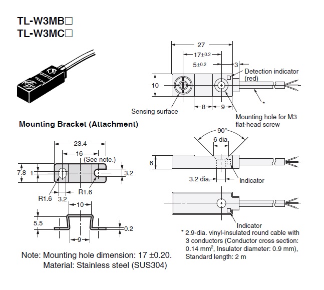 Cảm biến từ Omron TL-W3MC1 2M - Etech