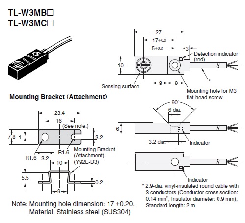 OMRON Proximity Switch Sensor TL-W3MC1 TLW3MC1 12-24VDC 3mm 2M New in pag 