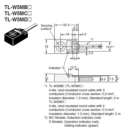 2-WIRE NO OMRON TL-W5MD1 Proximity Sensor Flat Rectangular