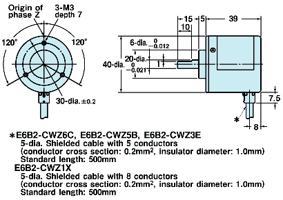 E6B2-CWZ6C Incremental Rotary Encoder General-Purpose Encoder 38mm Diameter 500P/R