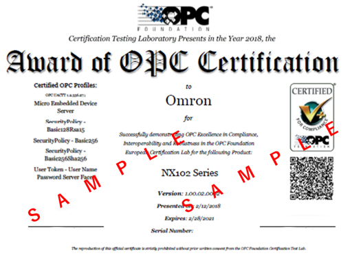 OPC UA certificate