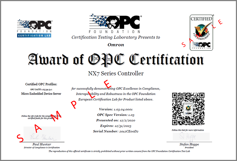 Renewal of OPC UA certification