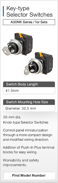 Key-type Selector Switches A30NK Series / Fully Assembled Sets